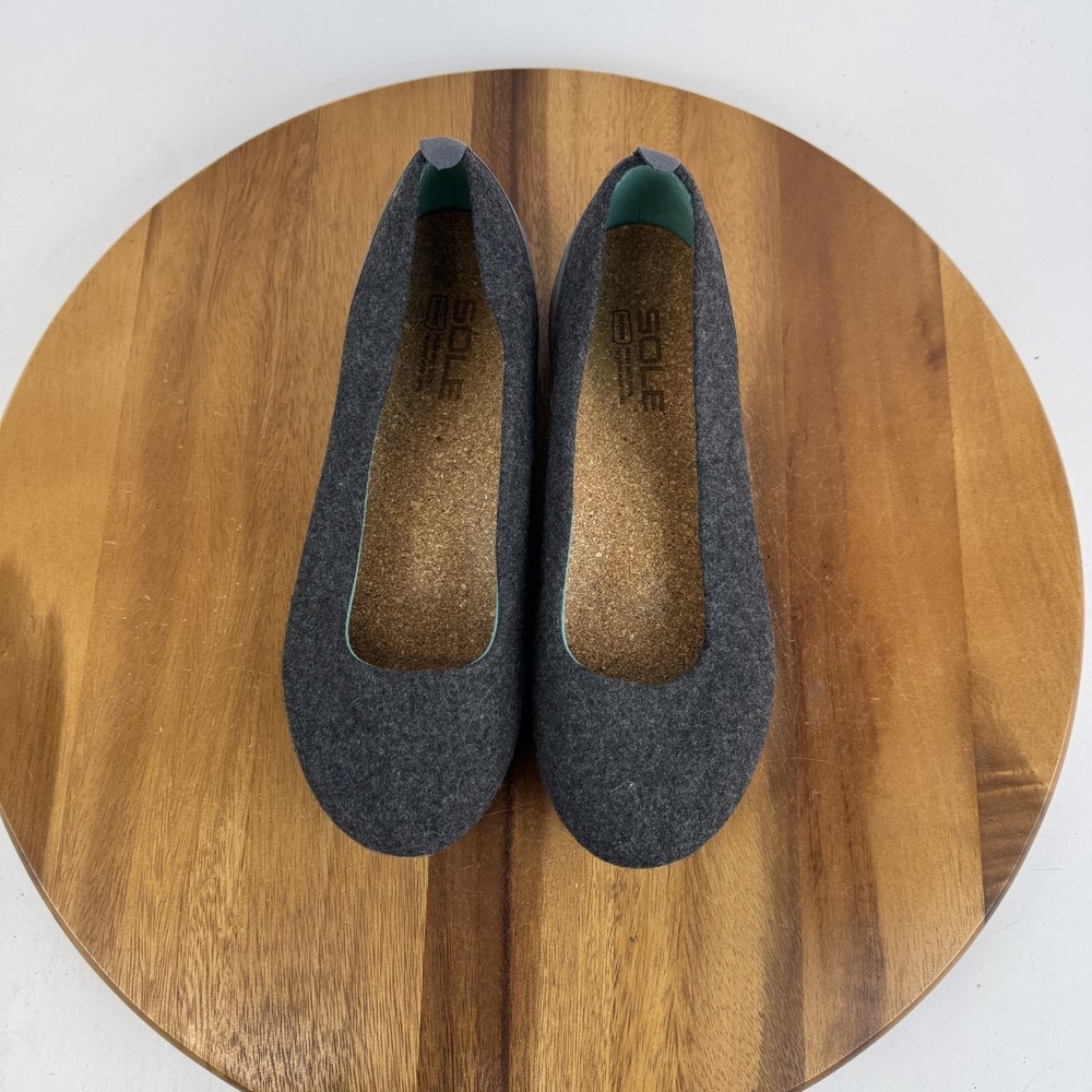 New Womens Sole District By ReCork Grace Gray Wool Slip On Casual Flats Size 8 M